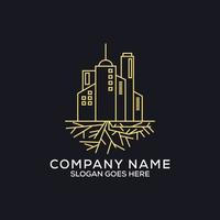 design de logotipo de apartamento dourado, logotipo de construção de contorno com cor dourada, pode ser usado como símbolos, identidade de marca, logotipo da empresa, ícones ou outros. vetor