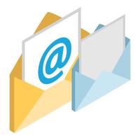 ícone de marketing por e-mail, estilo isométrico vetor