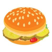 ícone de hambúrguer apetitoso, estilo isométrico vetor