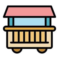 vetor de contorno de cor de ícone de carrinho de comida de rua