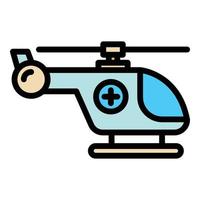 vetor de contorno de cor de ícone de helicóptero de resgate aéreo