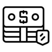 ícone de proteção do pacote de dinheiro, estilo de estrutura de tópicos vetor