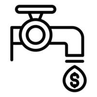 ícone de torneira de dinheiro de lavanderia, estilo de estrutura de tópicos vetor