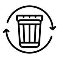 reciclar ícone de lixo, estilo de estrutura de tópicos vetor