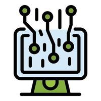 vetor de contorno de cor de ícone de monitor de engenheiro