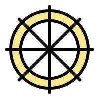 vetor de contorno de cor de ícone de roda de navio capitão