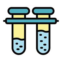 vetor de contorno de cor de ícone de dois tubos de ensaio
