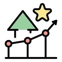 vetor de contorno de cor de ícone de seta, diagrama e estrela