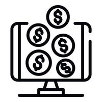 ícone de dinheiro na internet, estilo de estrutura de tópicos vetor