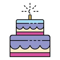 vetor de contorno de cor de ícone de bolo de aniversário de celebração