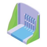 ícone da barragem de energia aquática, estilo isométrico vetor
