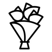 ícone de buquê de flores de celebração, estilo de estrutura de tópicos vetor