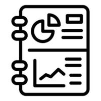 ícone de caderno de gráfico de planejamento financeiro, estilo de estrutura de tópicos vetor