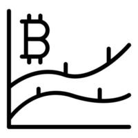 ícone de aumento de bitcoin, estilo de estrutura de tópicos vetor
