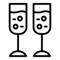 ícone de taças de champanhe, estilo de estrutura de tópicos vetor