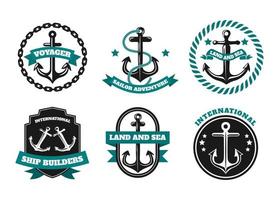 coleção de logotipo de âncora de navio vetor