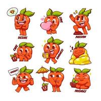 adesivo de bate-papo de afeto de desenho animado com personagem de maçã fofa vetor