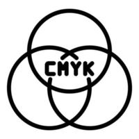 ícone de impressora cmyk, estilo de estrutura de tópicos vetor