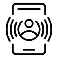 ícone de telefone tocando, estilo de estrutura de tópicos vetor
