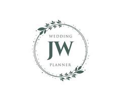 jw letras iniciais coleção de logotipos de monograma de casamento, modelos modernos minimalistas e florais desenhados à mão para cartões de convite, salve a data, identidade elegante para restaurante, boutique, café em vetor