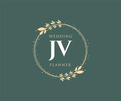 jv letras iniciais coleção de logotipos de monograma de casamento, modelos minimalistas e florais modernos desenhados à mão para cartões de convite, salve a data, identidade elegante para restaurante, boutique, café em vetor