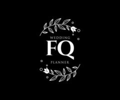 coleção de logotipos de monograma de casamento de letra fq, modelos modernos minimalistas e florais desenhados à mão para cartões de convite, salve a data, identidade elegante para restaurante, boutique, café em vetor