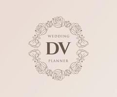 dv letras iniciais coleção de logotipos de monograma de casamento, modelos modernos minimalistas e florais desenhados à mão para cartões de convite, salve a data, identidade elegante para restaurante, boutique, café em vetor