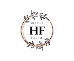 hf letras iniciais coleção de logotipos de monograma de casamento, modelos modernos minimalistas e florais desenhados à mão para cartões de convite, salve a data, identidade elegante para restaurante, boutique, café em vetor