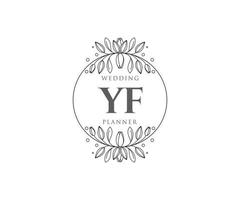 coleção de logotipos de monograma de casamento de letras iniciais yf, modelos modernos minimalistas e florais desenhados à mão para cartões de convite, salve a data, identidade elegante para restaurante, boutique, café em vetor