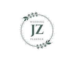 jz letras iniciais coleção de logotipos de monograma de casamento, modelos modernos minimalistas e florais desenhados à mão para cartões de convite, salve a data, identidade elegante para restaurante, boutique, café em vetor