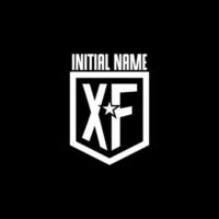 xf logotipo inicial do jogo com escudo e design de estilo estrela vetor