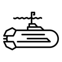 ícone de embarcação submarina, estilo de estrutura de tópicos vetor