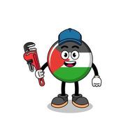 desenho animado de ilustração de bandeira palestina como encanador vetor