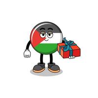 ilustração de mascote da bandeira da palestina dando um presente vetor