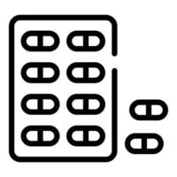 ícone de pílulas de optometria, estilo de estrutura de tópicos vetor