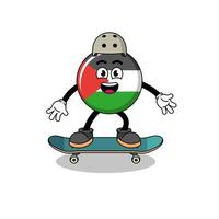 mascote da bandeira palestina jogando skate vetor