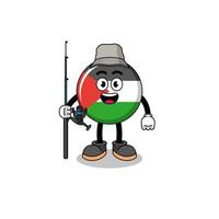 ilustração de mascote do pescador de bandeira da Palestina vetor