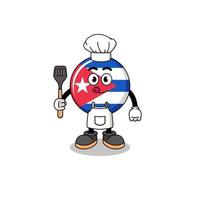 ilustração de mascote do chef de bandeira de cuba vetor