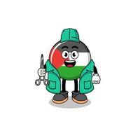 ilustração do mascote da bandeira da Palestina como cirurgião vetor
