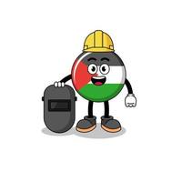 mascote da bandeira palestina como soldador vetor