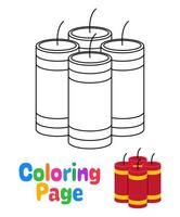 página para colorir com fogos de artifício para crianças vetor
