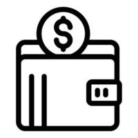 ícone de dinheiro de carteira, estilo de estrutura de tópicos vetor
