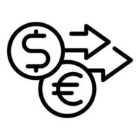 ícone de transferência de dinheiro do dólar euro, estilo de estrutura de tópicos vetor