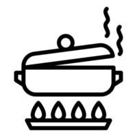 ícone de panela de fogão, estilo de estrutura de tópicos vetor