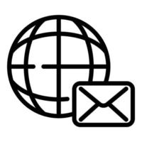 ícone de envelope global, estilo de estrutura de tópicos vetor