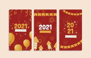 banner vermelho dourado de ano novo 2021 vetor