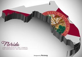 Mapa do vetor 3D Florida com bandeira