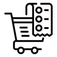 ícone da conta do carrinho de compras, estilo do contorno vetor
