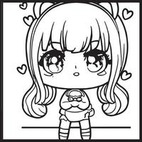 desenhos para colorir chibi vetor