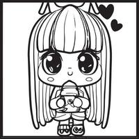 desenhos para colorir chibi vetor